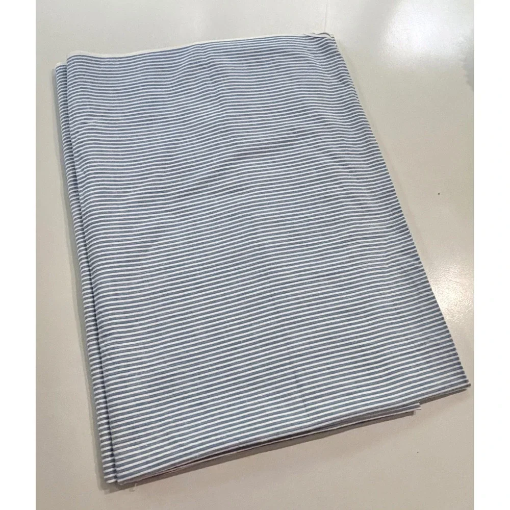 Vintage Blue White Seersucker Fabric Striped 3.4 Yards 19.5 x 124 Cotton Blend